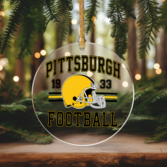 Pittsburgh Football Ornament Size LAST CHANCE UV DTF DOUBLE SIDED