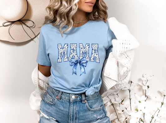 Blue Floral Mama DTF TRANSFER