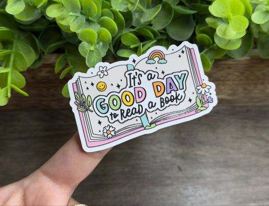 It's A Good Day To Read A Book Textured White Vinyl Sticker