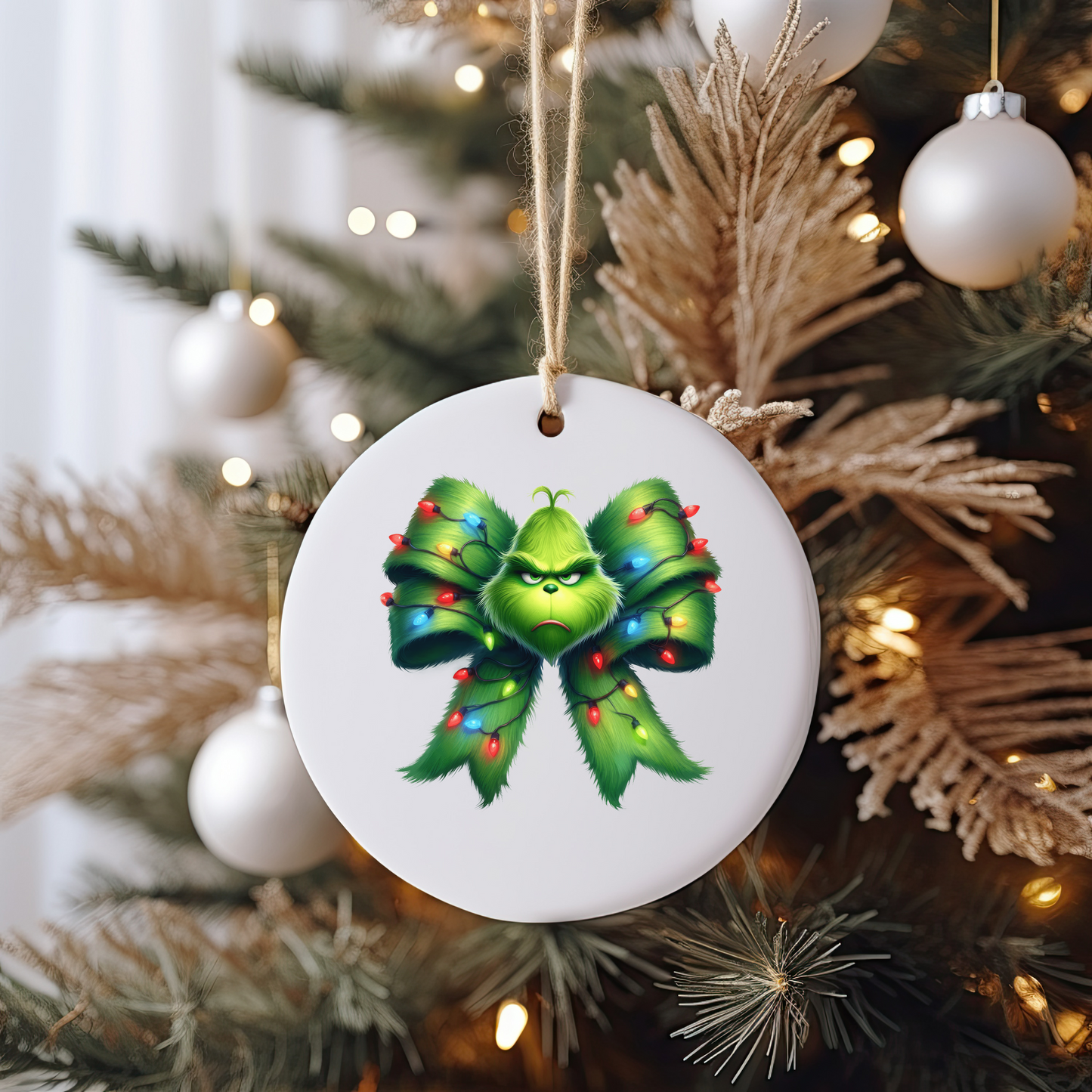 GOOD Green Monster Face Ornament Size UV DTF DOUBLE SIDED