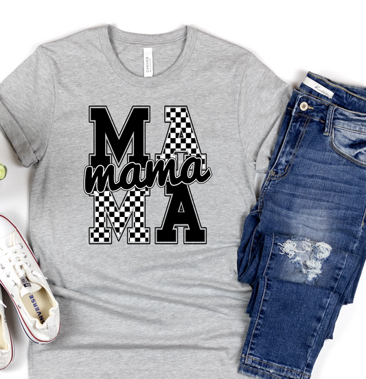 Mama x2 Black Checkered DTF TRANSFER