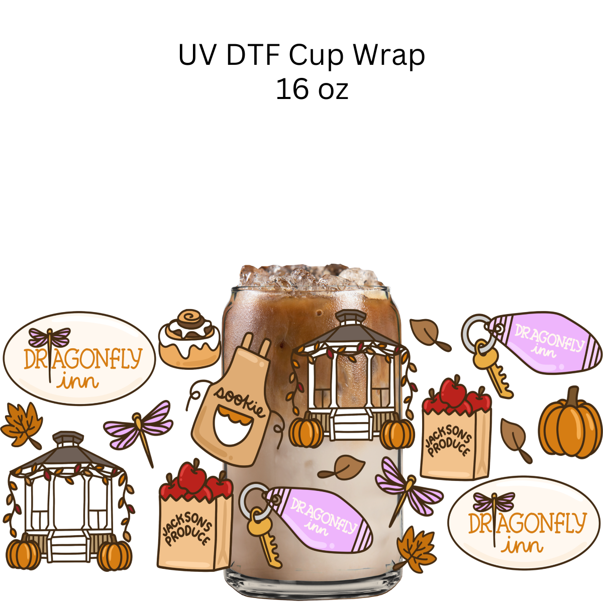 Fall Dragonfly Keychain UV DTF Cup Wrap
