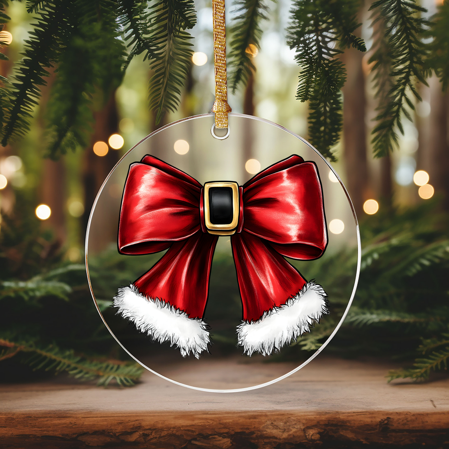 GOOD Santa Belt Bow Ornament Size UV DTF DOUBLE SIDED