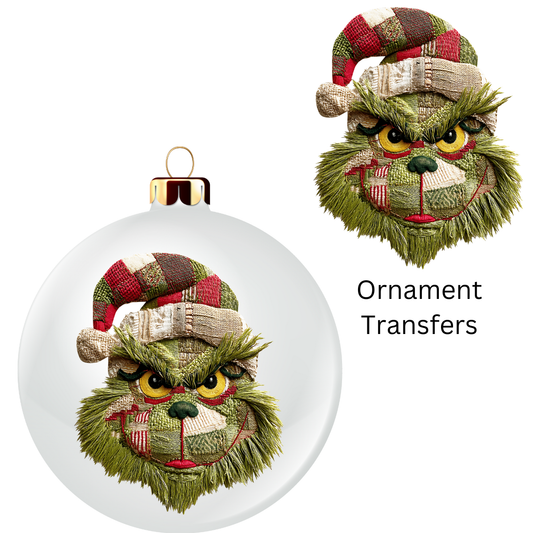 Green Monster Face Patch Ornament Transfer UV DTF