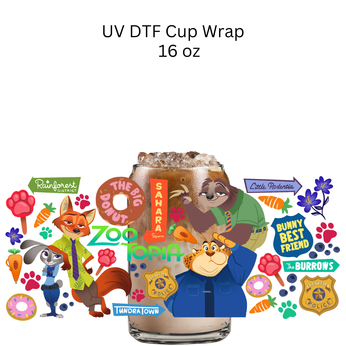 Zoo Characters UV DTF Cup Wrap