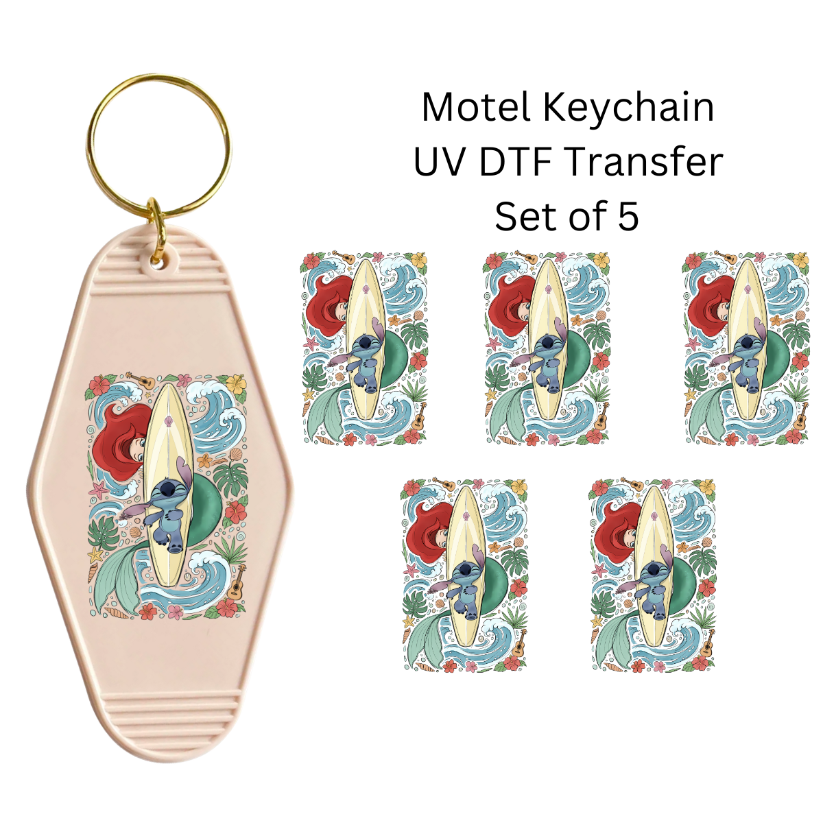 Blue Alien Mermaid Set of 5 Keychain Transfers