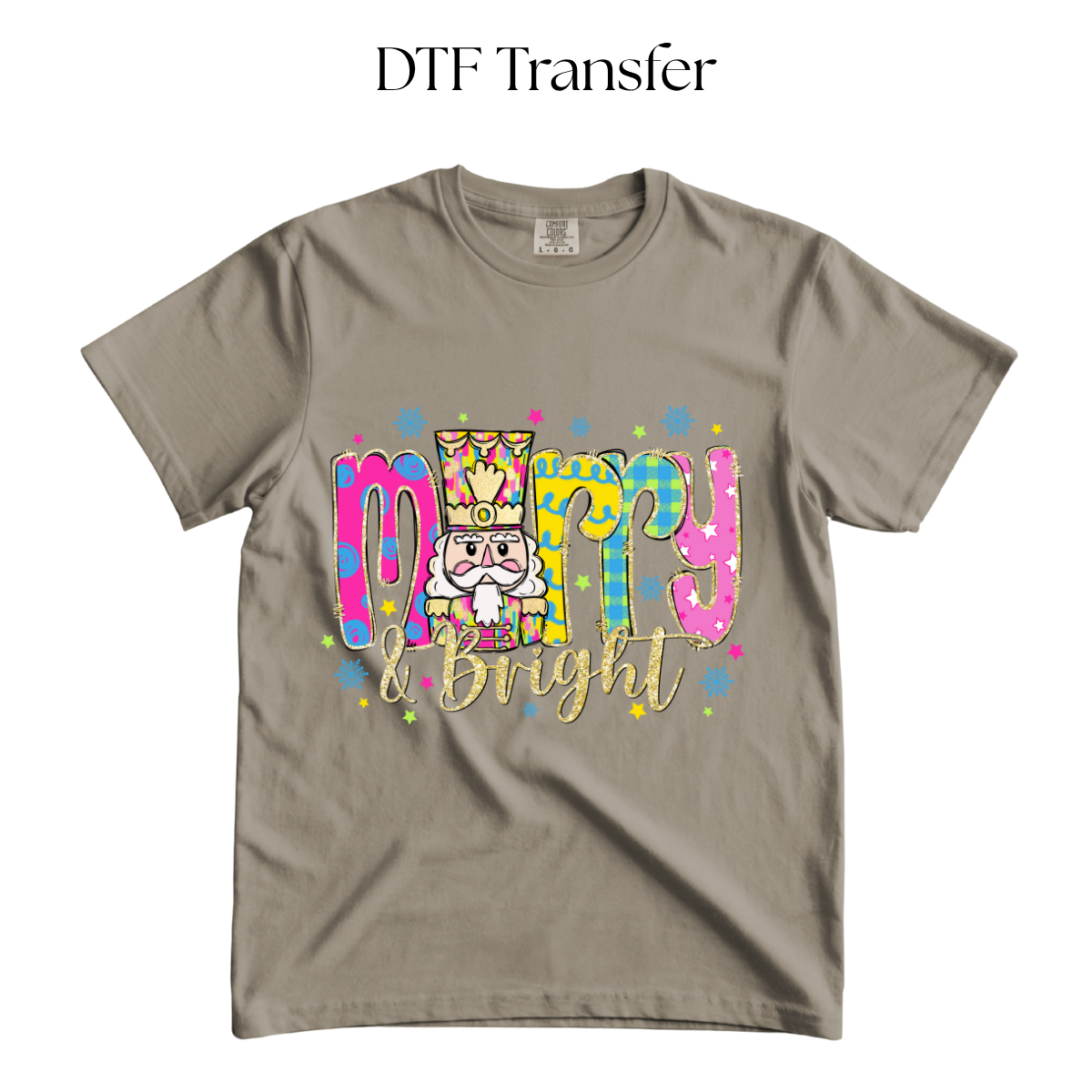 Merry & Bright Colorful DTF Transfer