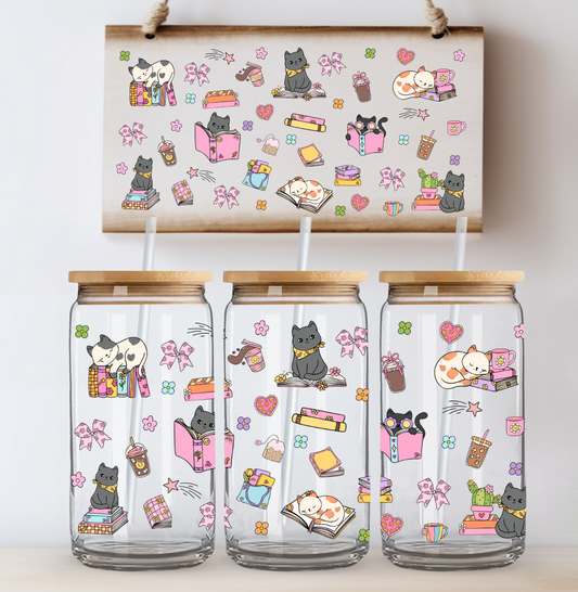 Cats and Books UV DTF Cup Wrap