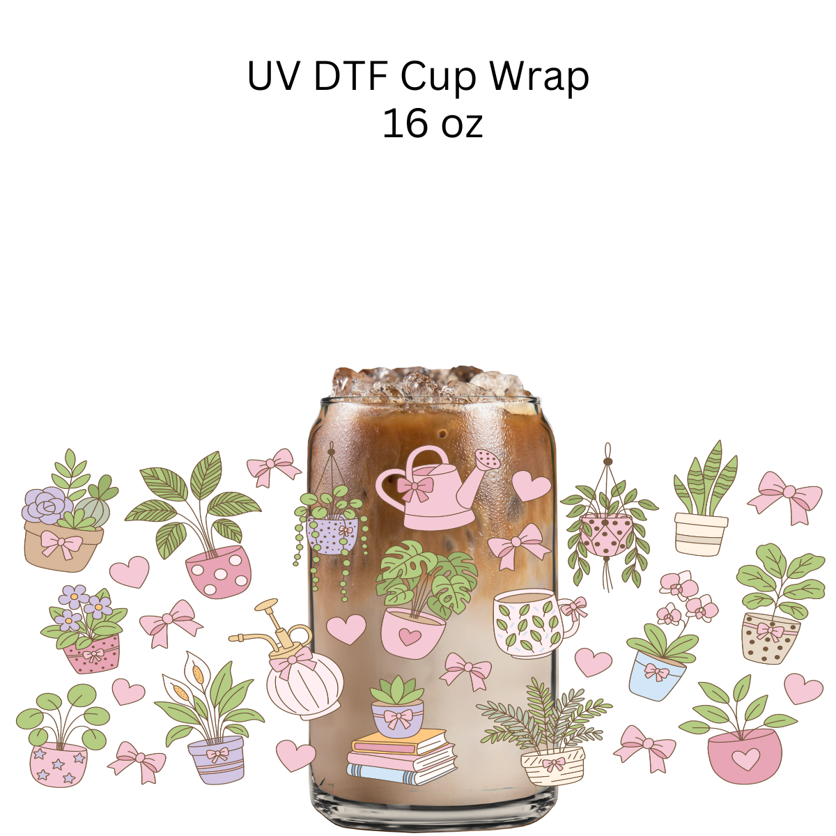 Pink Garden Plants UV DTF Cup Wrap