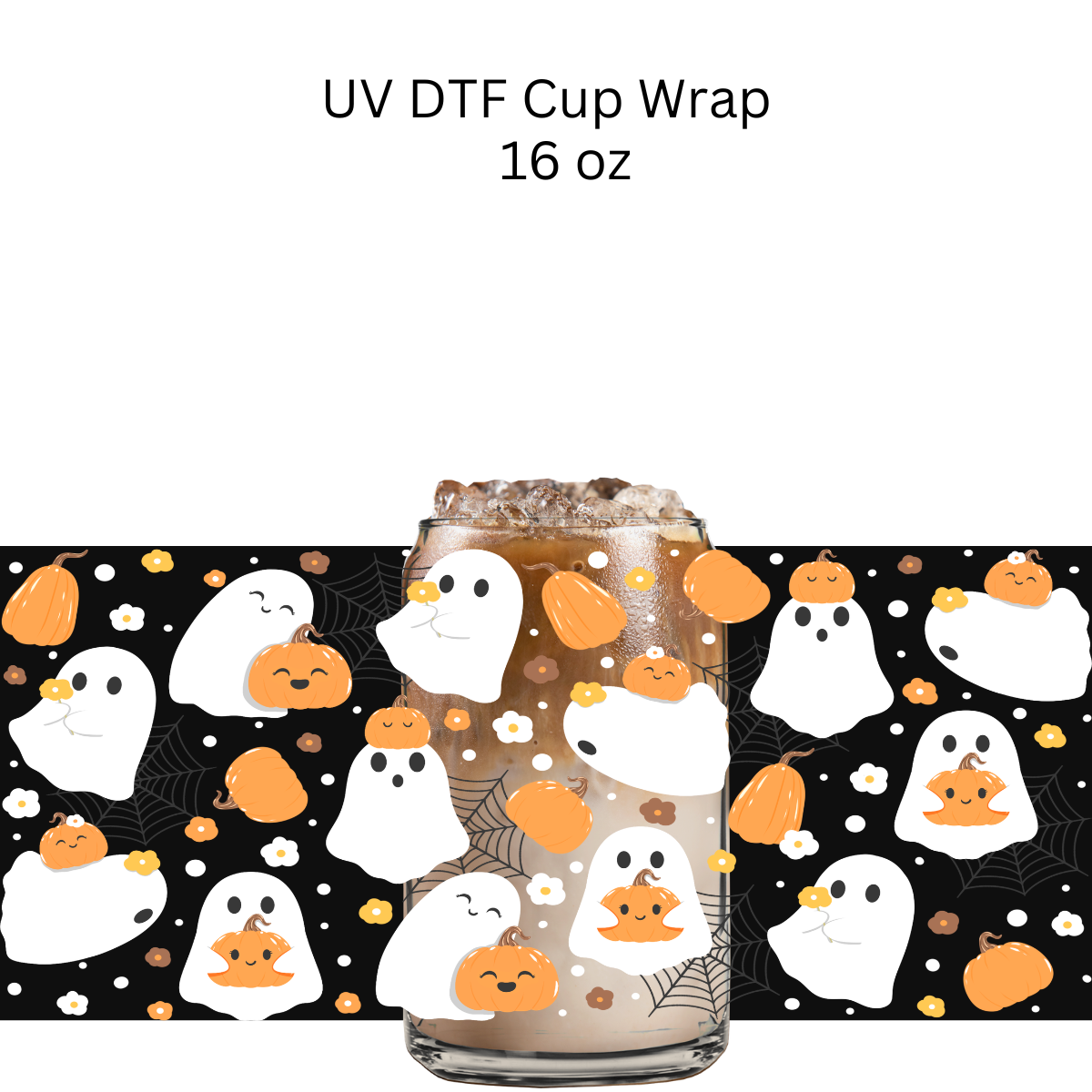 Ghost Pumpkins UV DTF Cup Wrap