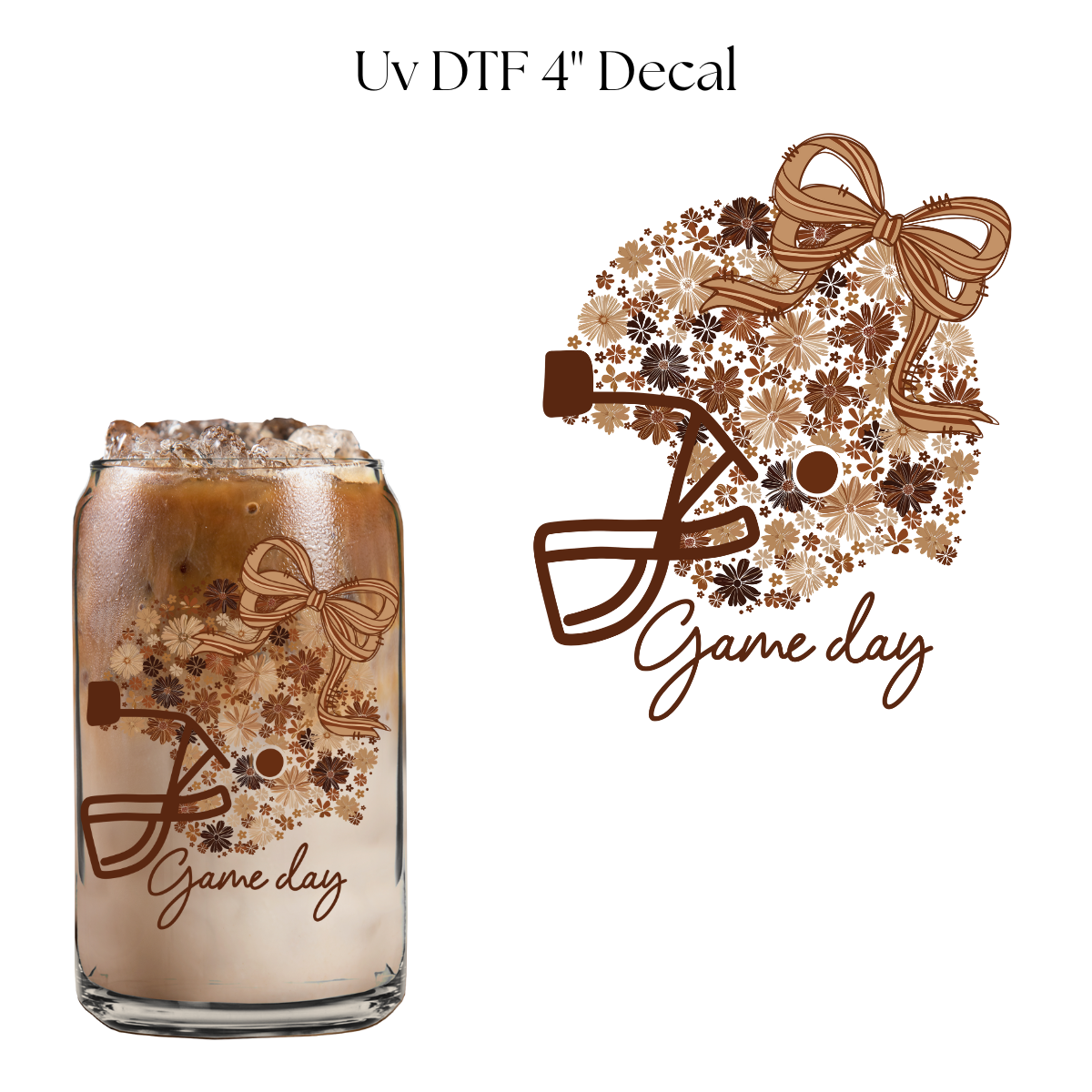 Floral Helmet Game Day Football 4” UV DTF Decal