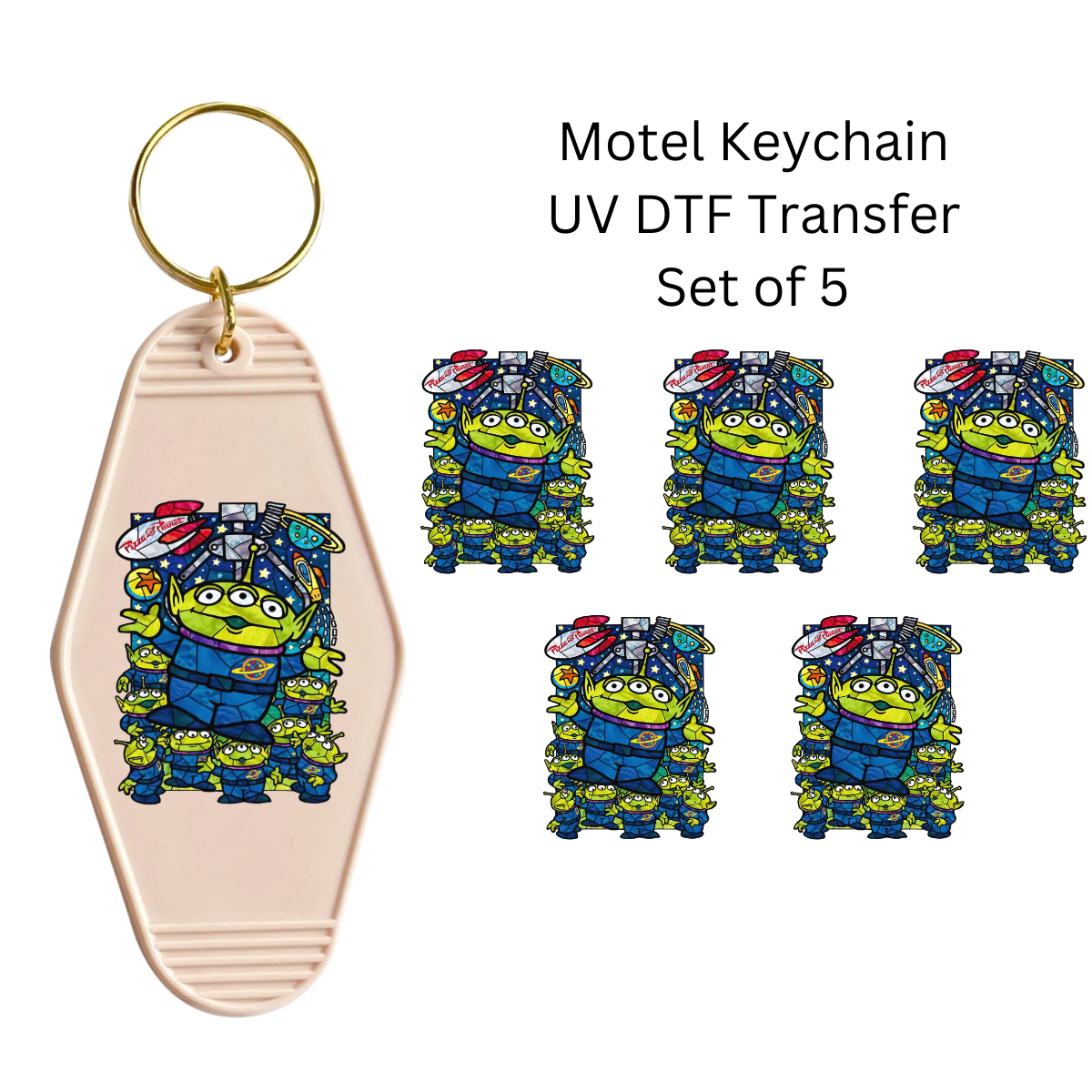 Green Alien Set of 5 Keychain Transfers
