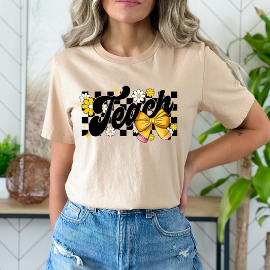 Checkered Teach Bow Dtf Transfer