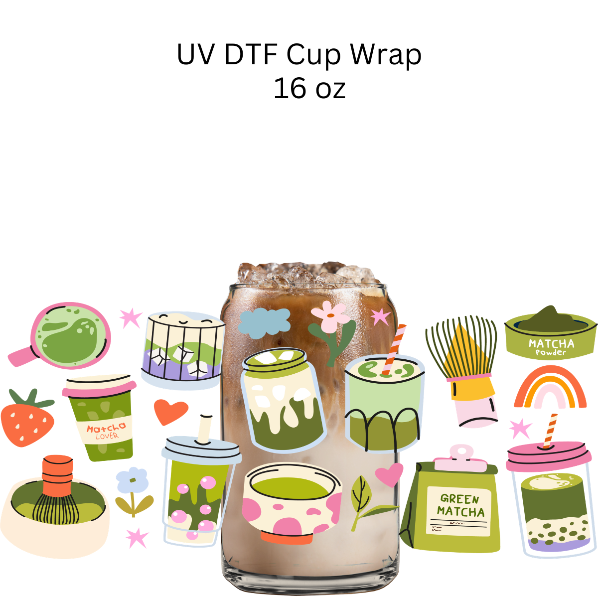 Green Matcha UV DTF Cup Wrap