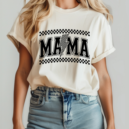 Mama Lightning Checkers SINGLE COLOR DTF TRANSFER