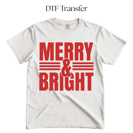Merry & Bright Single Color DTF Transfer