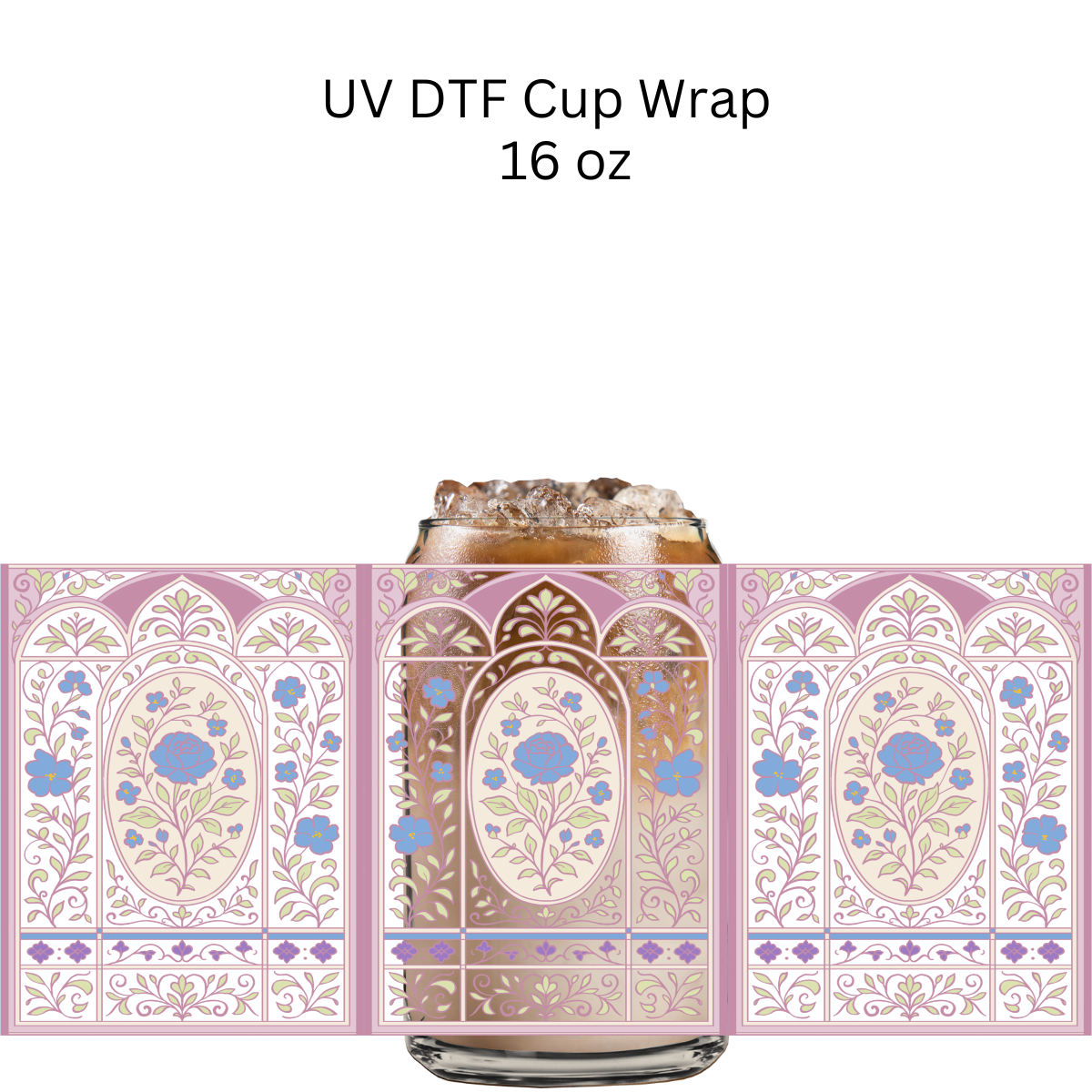 Pink Rose Tile Purple Rose UV DTF Wrap