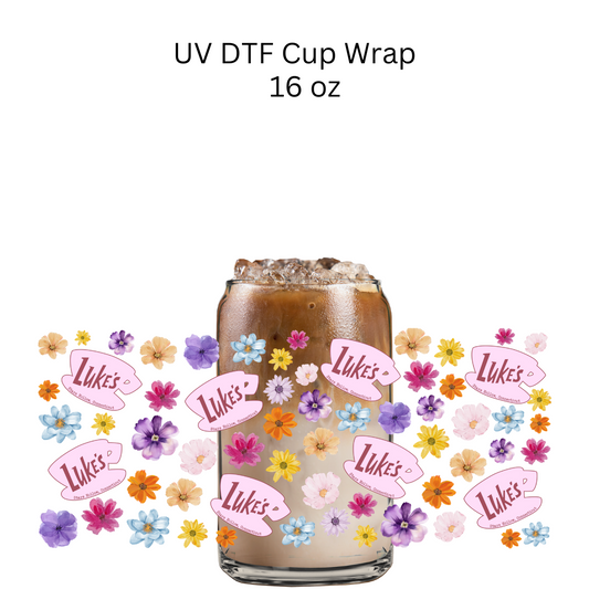 Pink Floral Luke UV DTF Cup Wrap