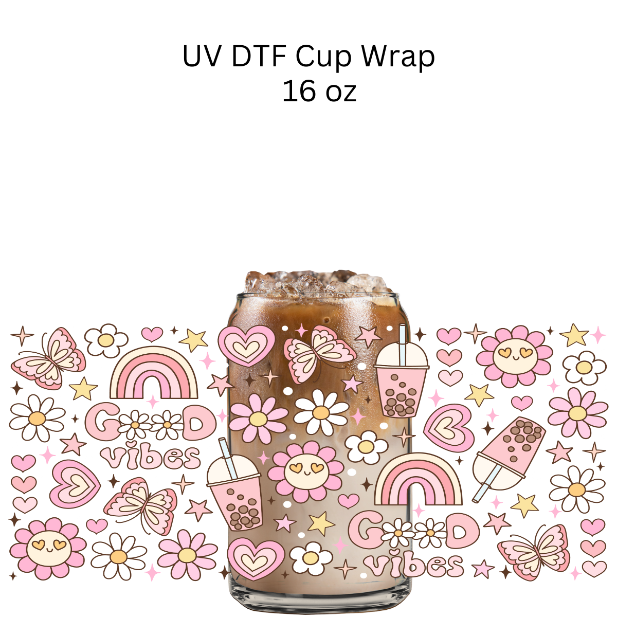 Pink Good Vibes UV DTF Cup Wrap
