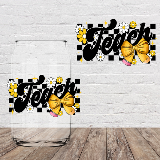 Teach Pencil Bow 4" UV DTF