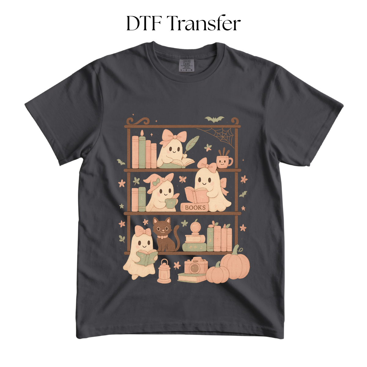 Fall Ghost Bookshelves DTF Transfer