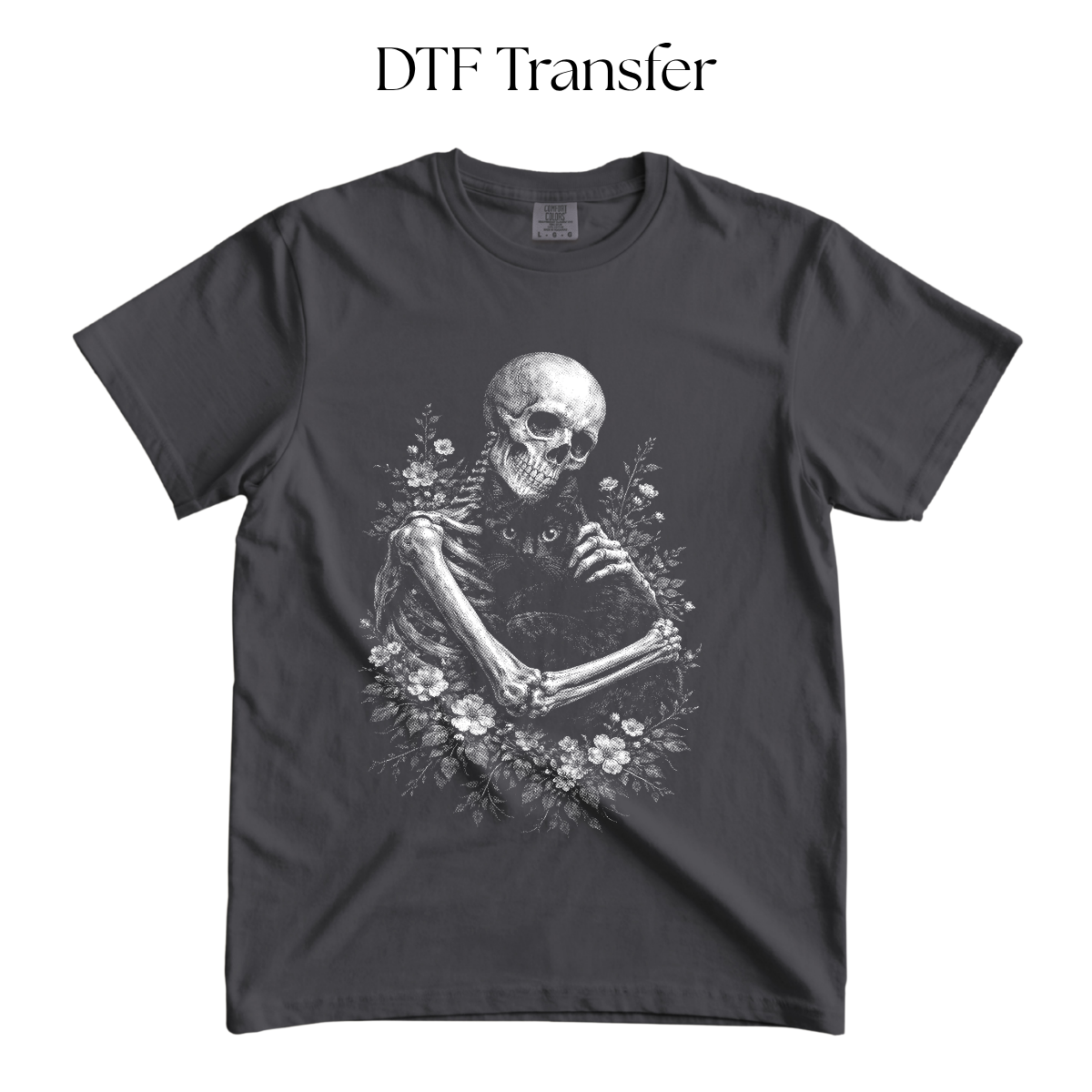 Skeleton Cat Single Color DTF Transfer