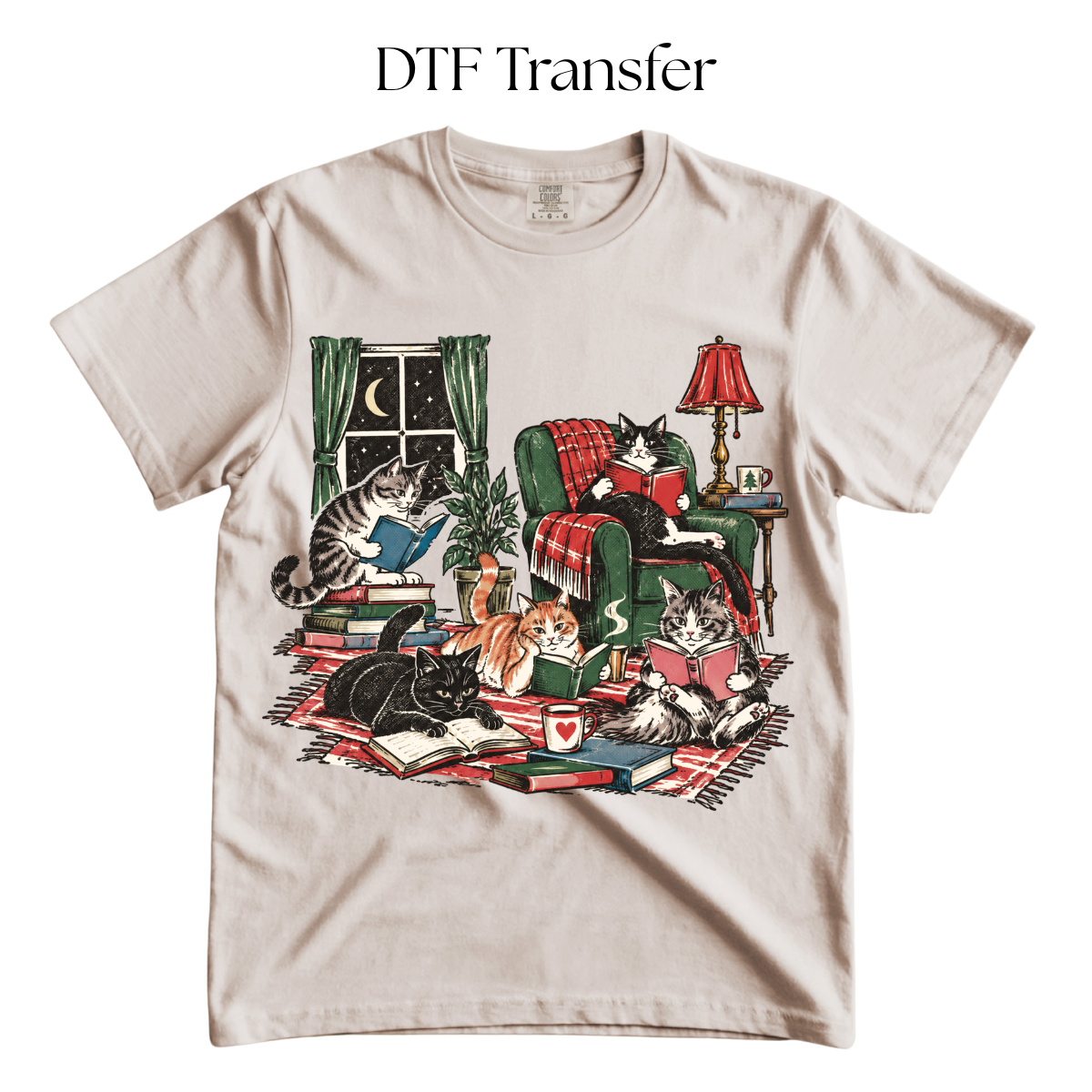 Christmas Cats Reading DTF Transfer