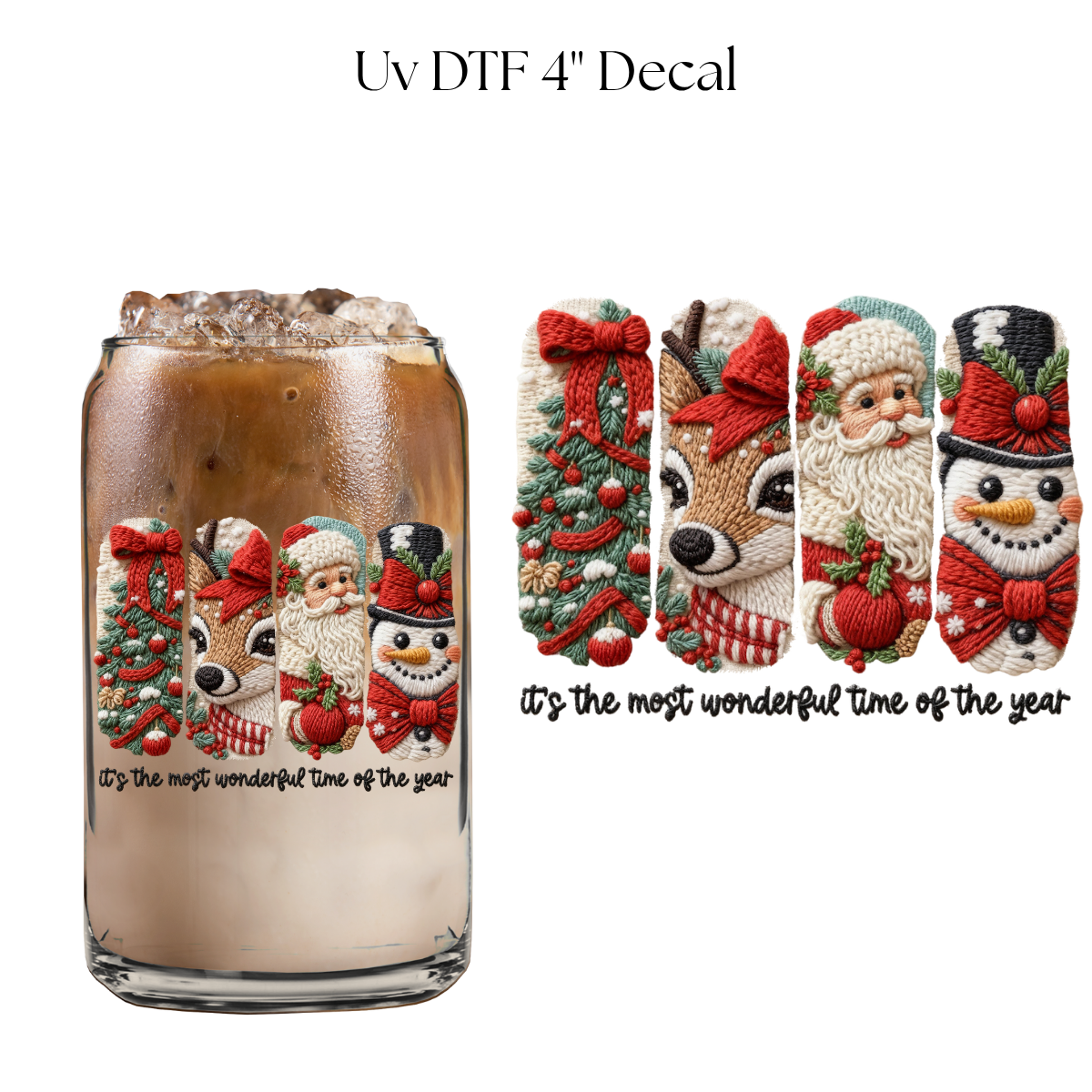 It’s The Most Wonderful Time of the Year Faux Embroidered 4” UV DTF Decal