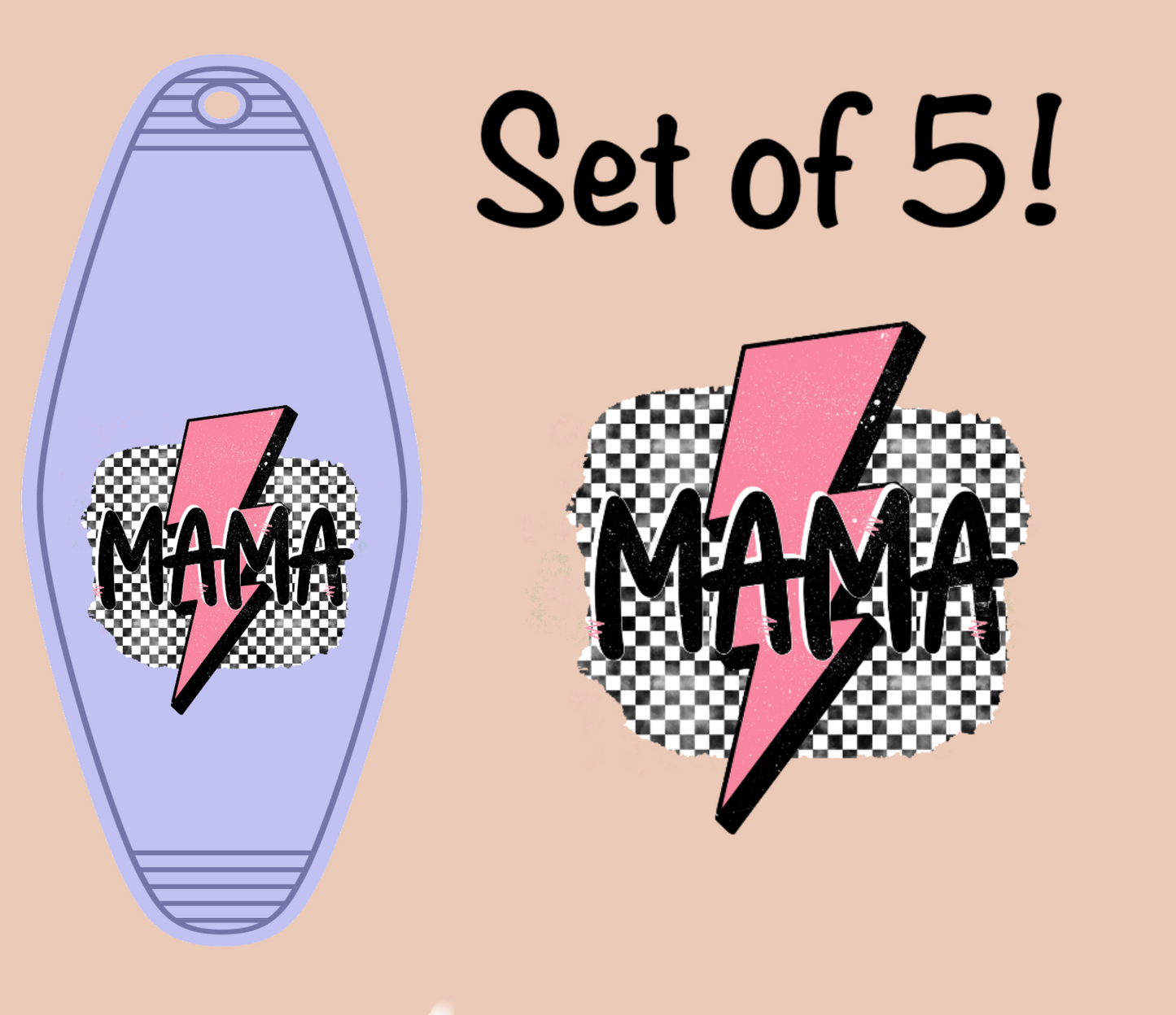 Mama Checkered Lightning (MOTEL KEYCHAIN)