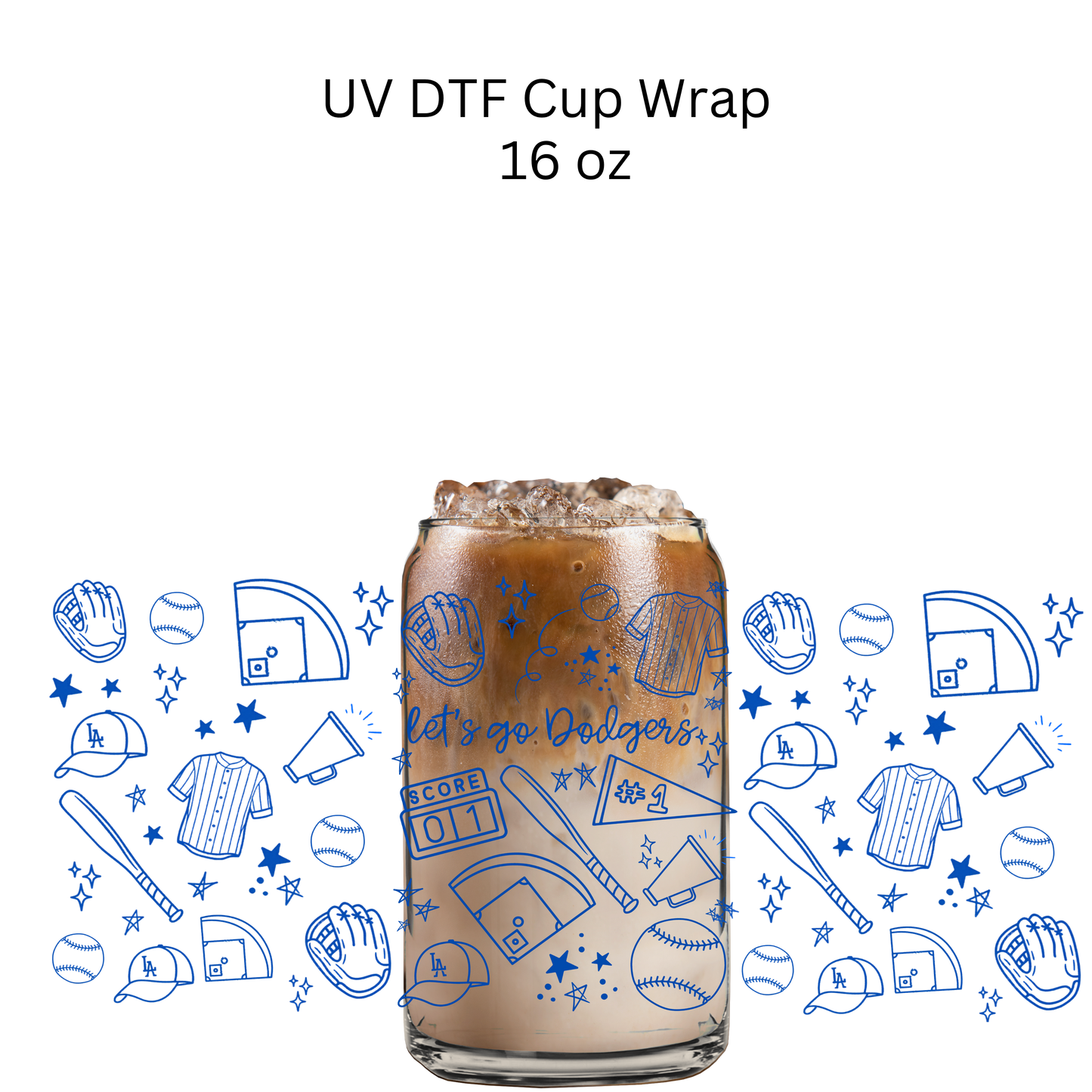 Let’s Go Dod Blue UV DTF Cup Wrap