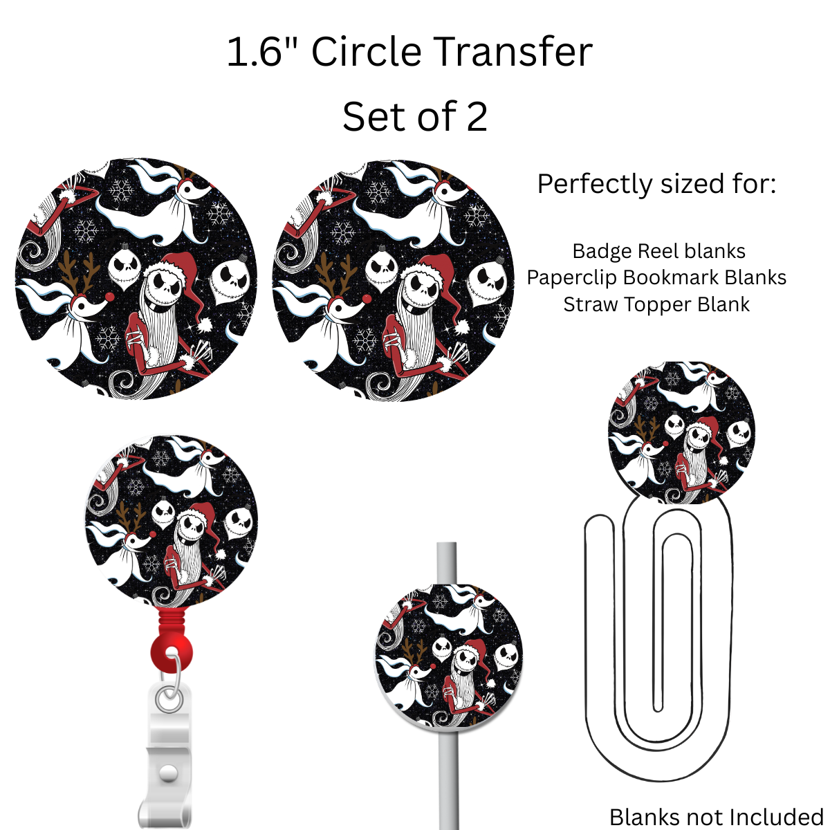 Nightmare Christmas 1.6” UV DTF Transfer Set of 2