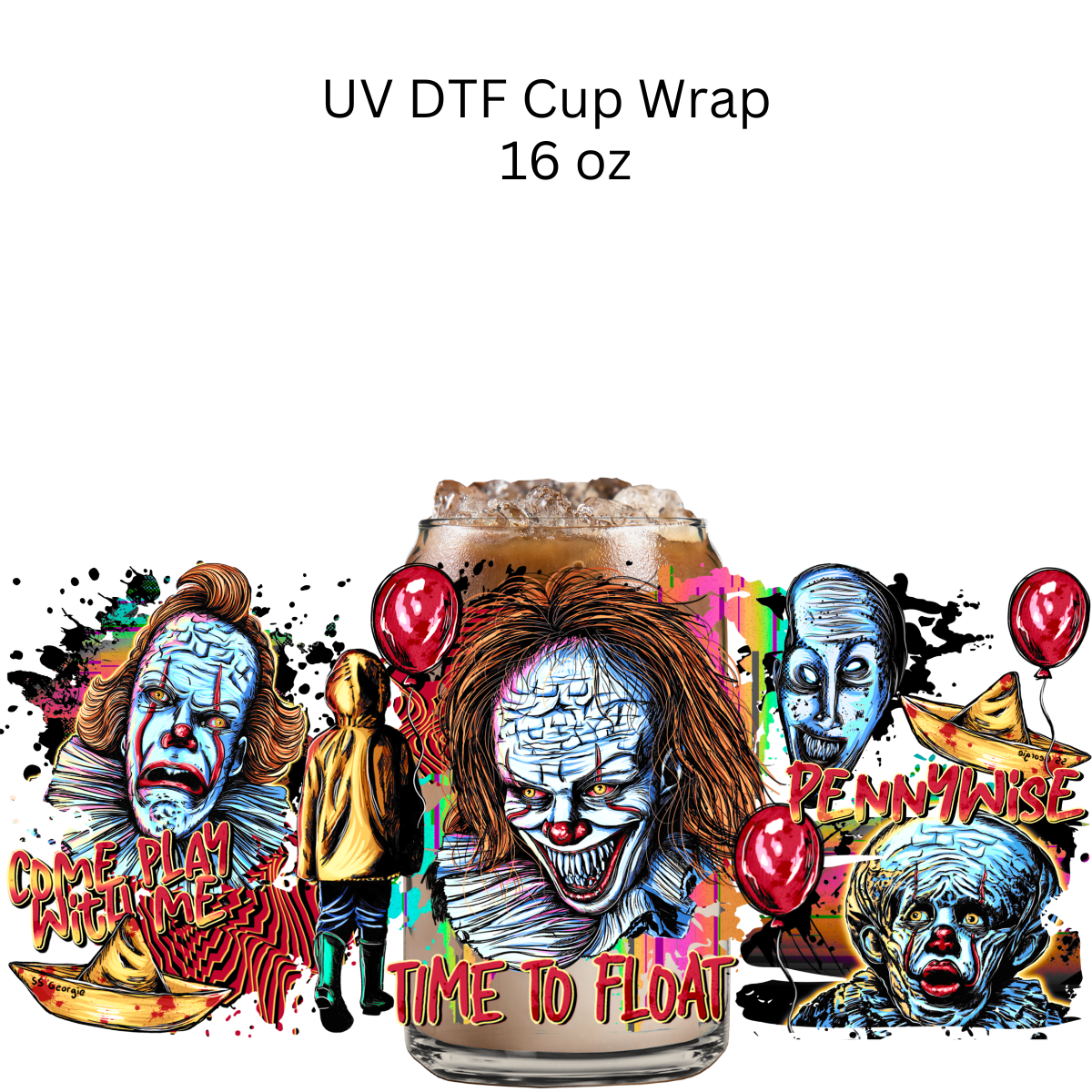 Come Play With Me Clown UV DTF Cup Wrap