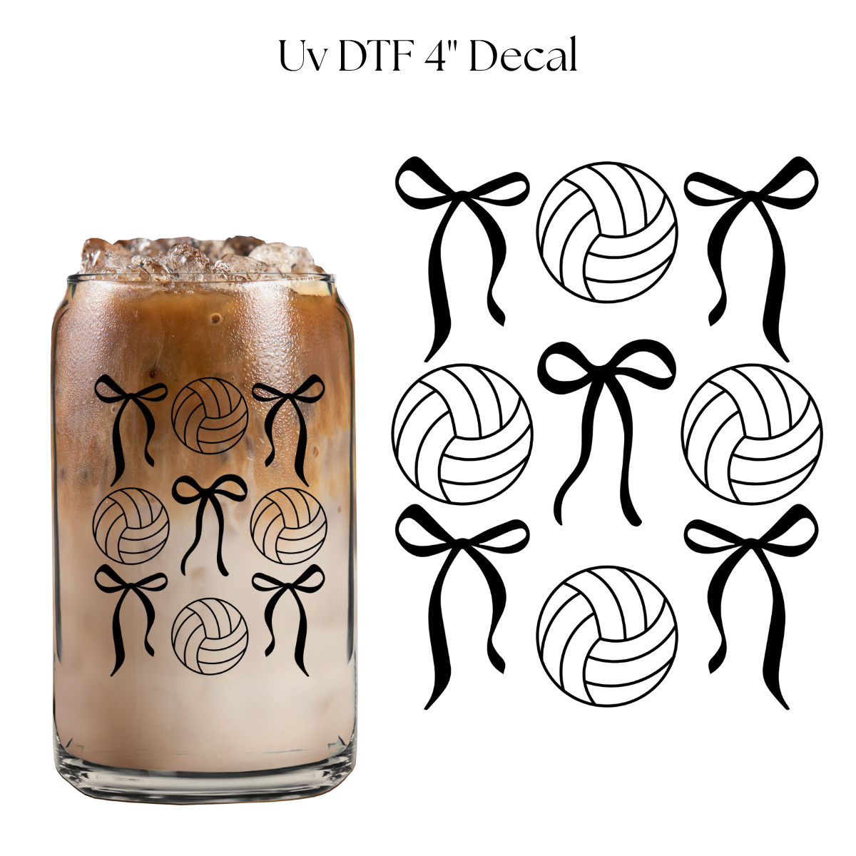 Volleyball Bows 4” UV DTF Decal