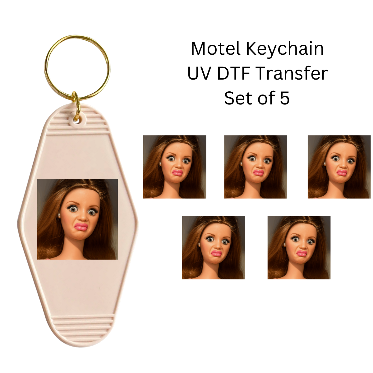Disgusted Face Girl Set of 5 Keychain Transfers