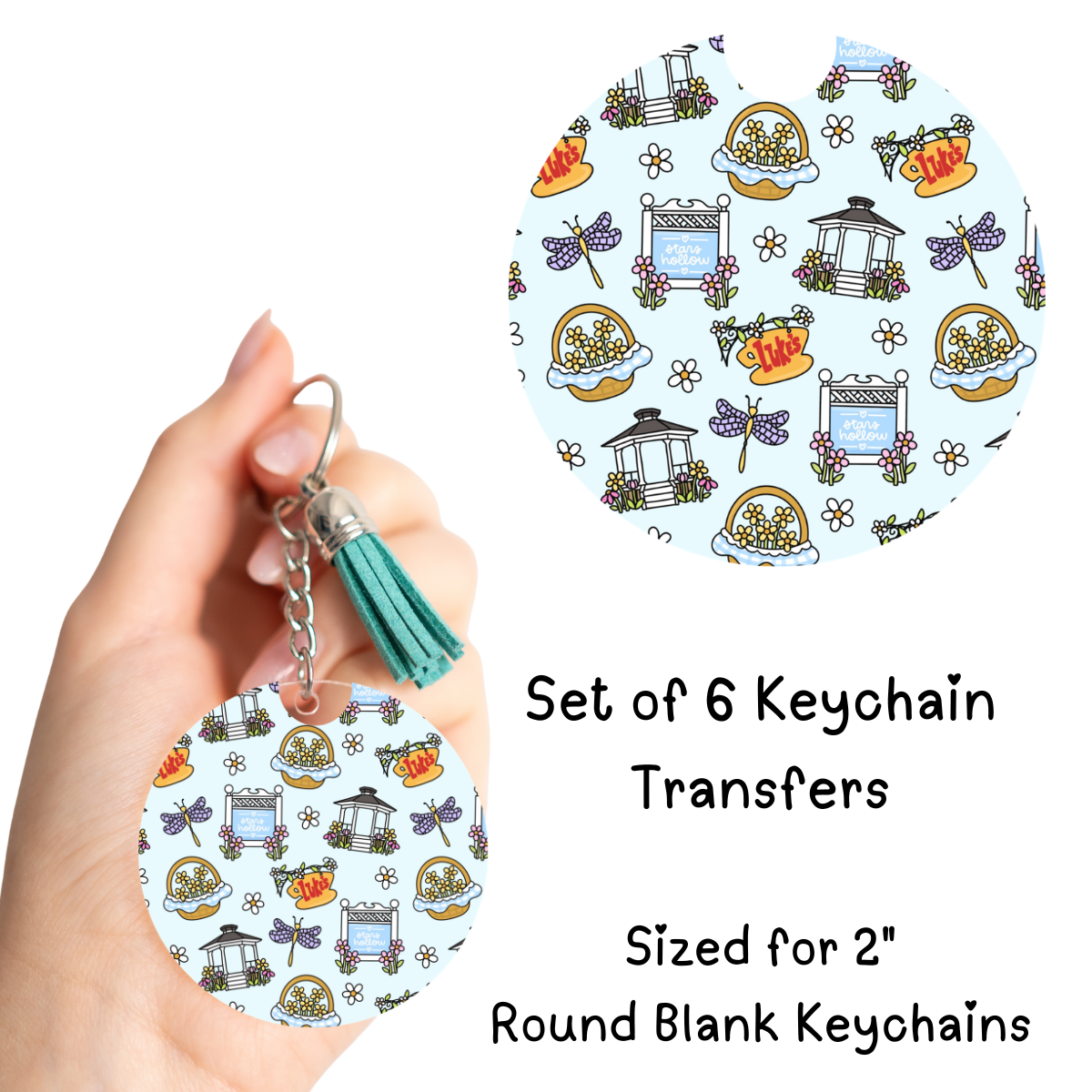 Floral Lukes UV DTF Round Keychain Transfer Set of 6