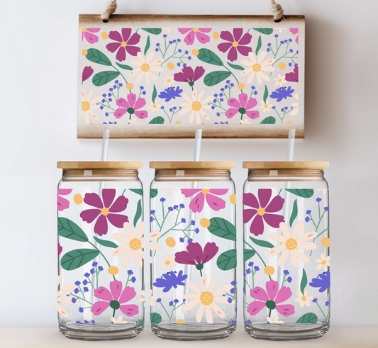 Big Purple and White Flowers UV DTF Wrap DOUBLE SIDED