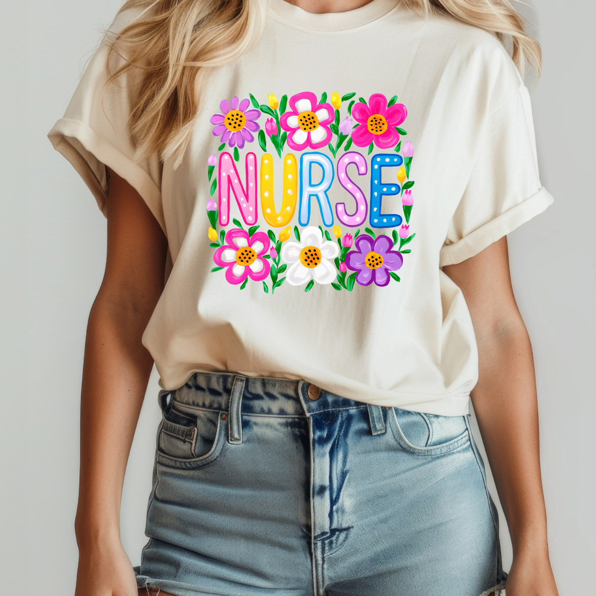 Nurse Floral DTF TRANSFER