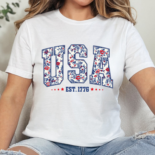 Floral USA Est 1776 DTF Transfer