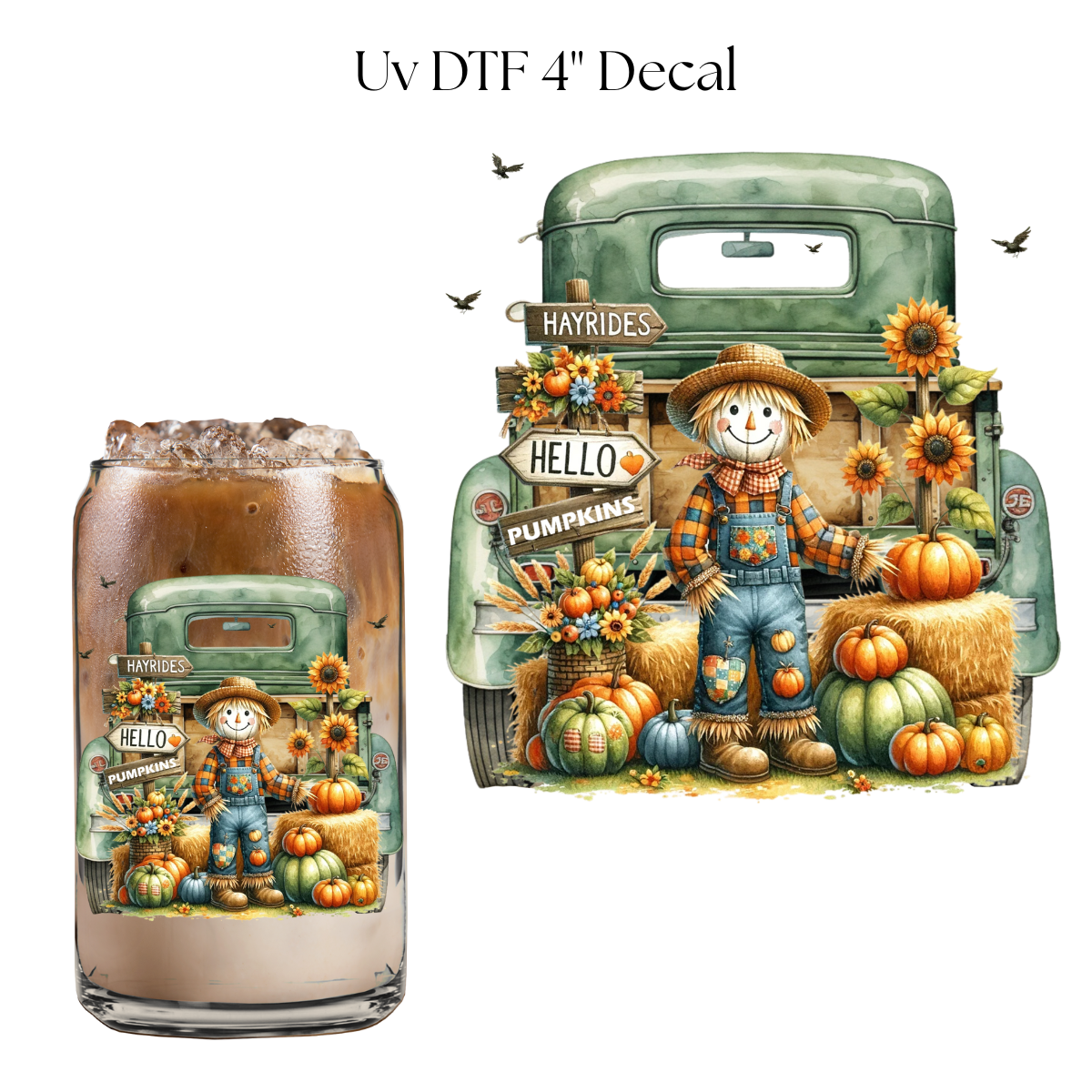 Hayrides Fall 4” UV DTF Decal