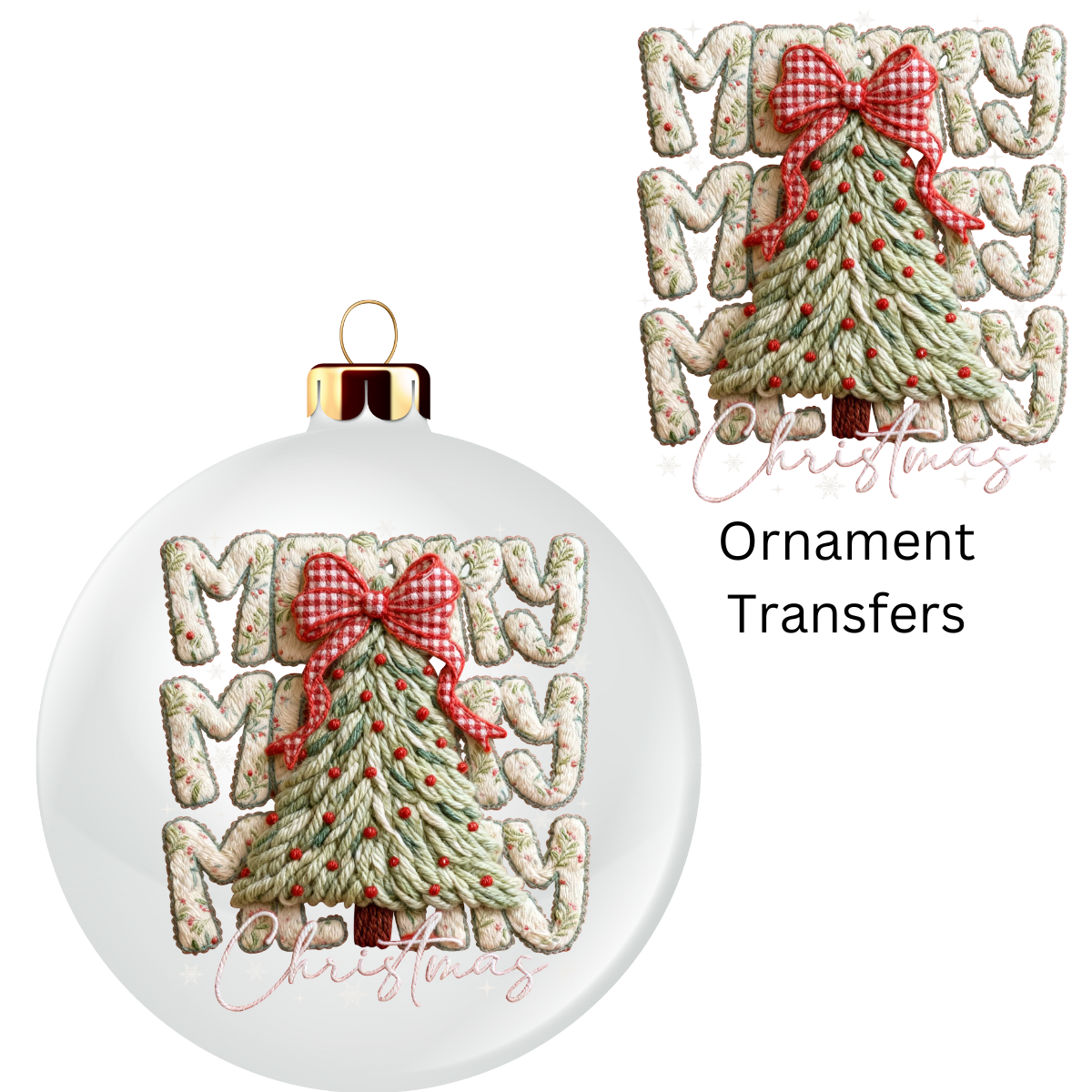 Merry Christmas Pastel Tree Ornament UV DTF