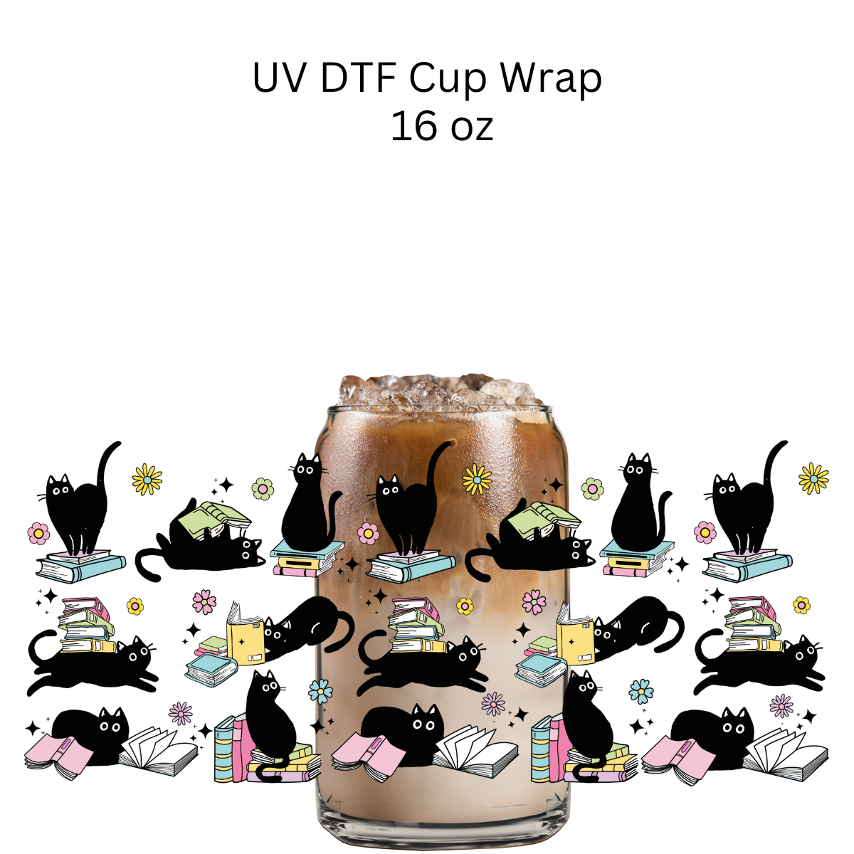 Cats and Books UV DTF Cup Wrap