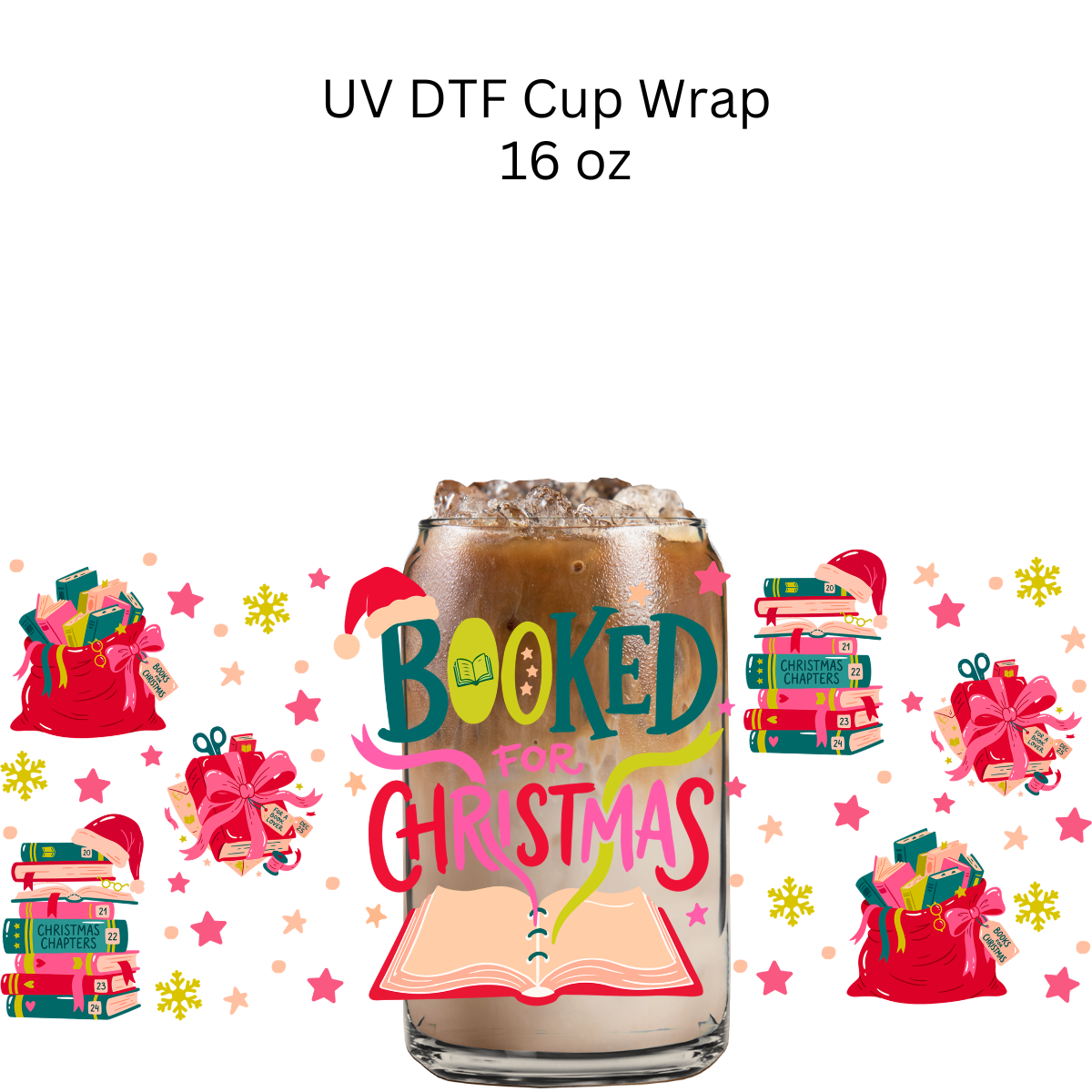 Booked for Christmas UV DTF Cup Wrap