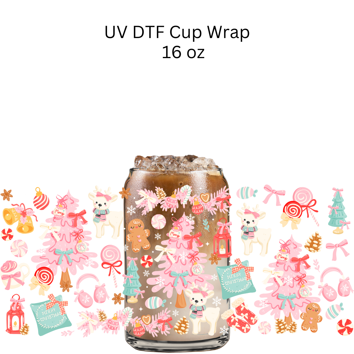 Pink Christmas Things UV DTF Wrap