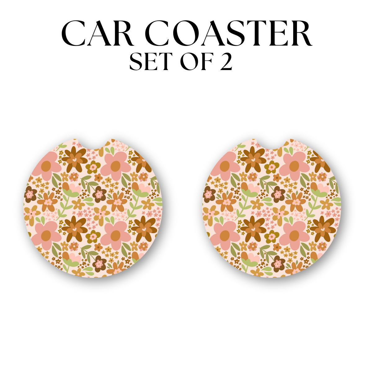 Brown Pink Flowers Coasters DTF Transfer