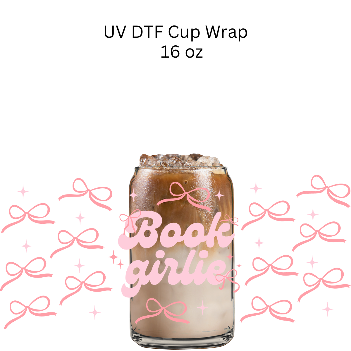Book Girlie Pink Bow UV DTF Cup Wrap