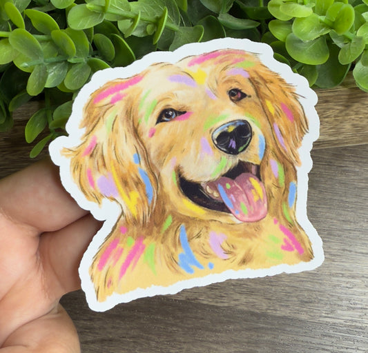 Golden Retriever White Vinyl Sticker