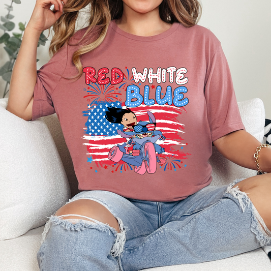 Red White and Blue Alien DTF Transfer
