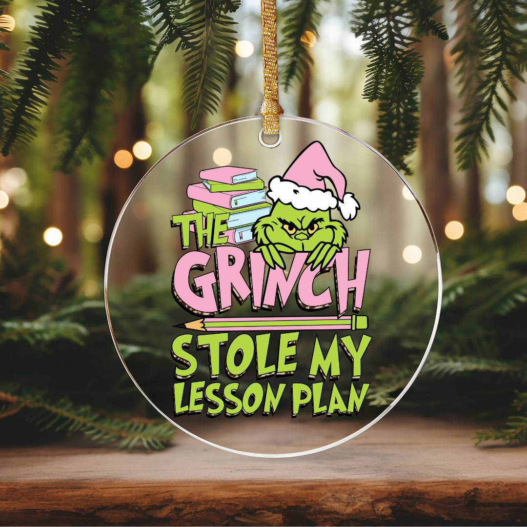 GOOD The Green Monster Stole My Lesson Plan Ornament Size UV DTF