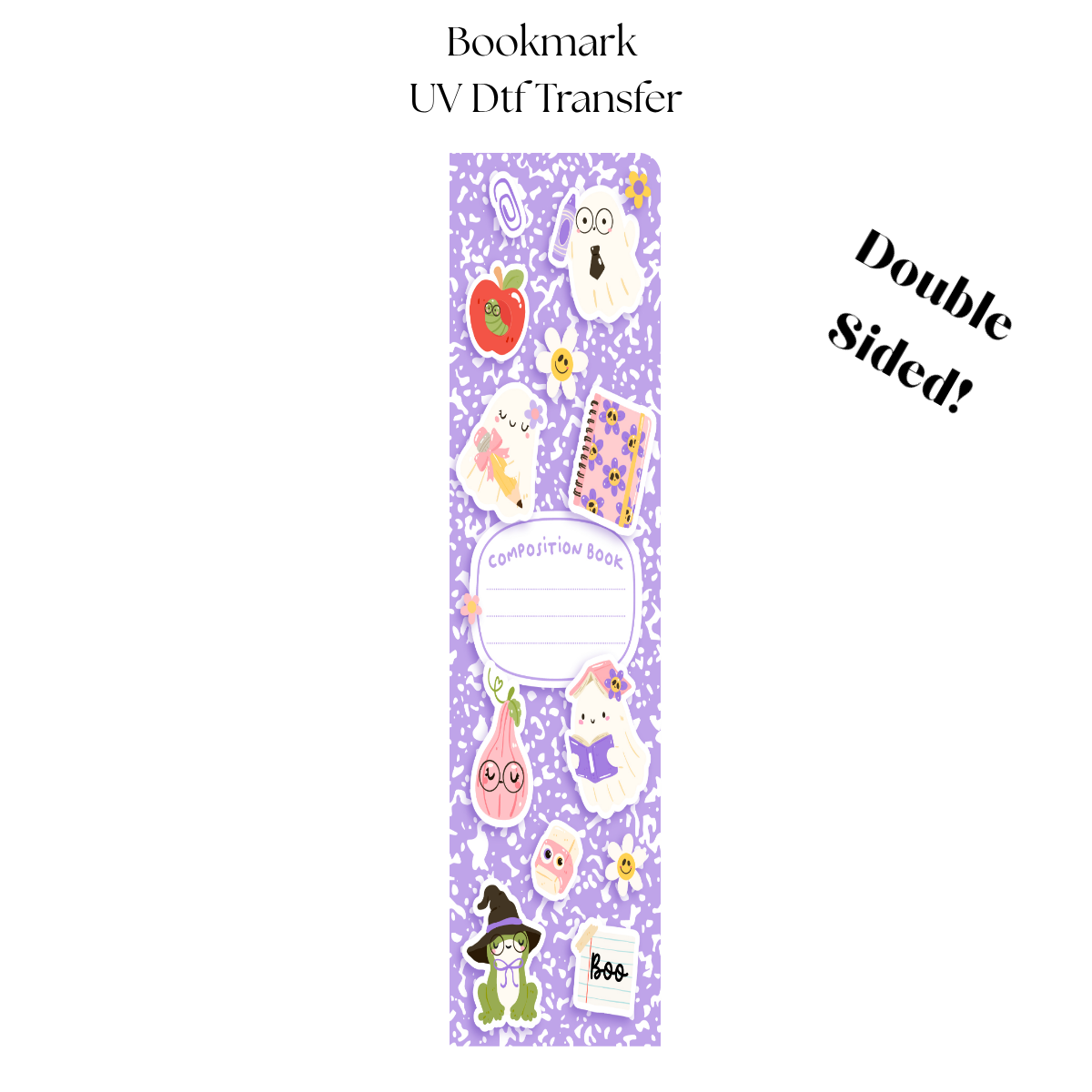 Purple Composition Book UV DTF Bookmark Transfer