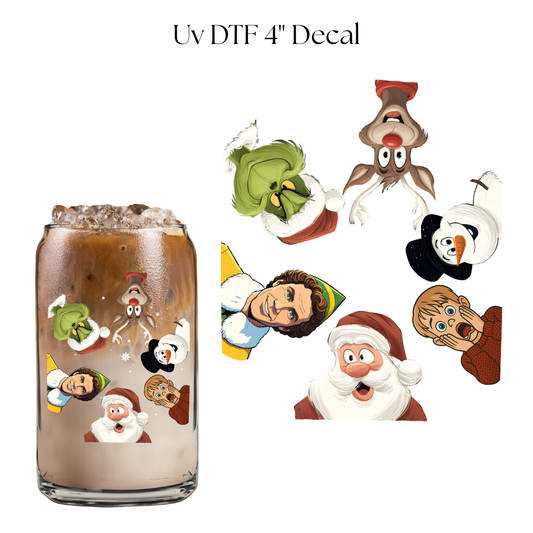 Christmas Cartoons Looking Down 4” UV DTF Decal